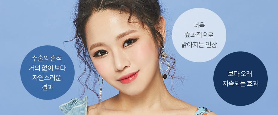눈 밑 지방재배치 + 안와격막 개선 - 더욱 효과적으로 밝아지는 인상, 수술의 흔적 거의 없이 보다 자연스러운 결과, 보다 오래 지속되는 효과