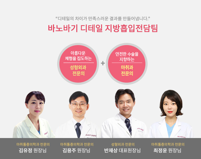 서울대 출신 전문의로 구성된, 바노바기 디테일 지방흡입전담팀