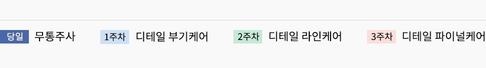 당일:무통주사, 1주차:디테일 부기케어, 2주차 디테일 라인케어, 3주차: 디테일 파이널케어