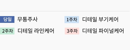 당일:무통주사, 1주차:디테일 부기케어, 2주차 디테일 라인케어, 3주차: 디테일 파이널케어